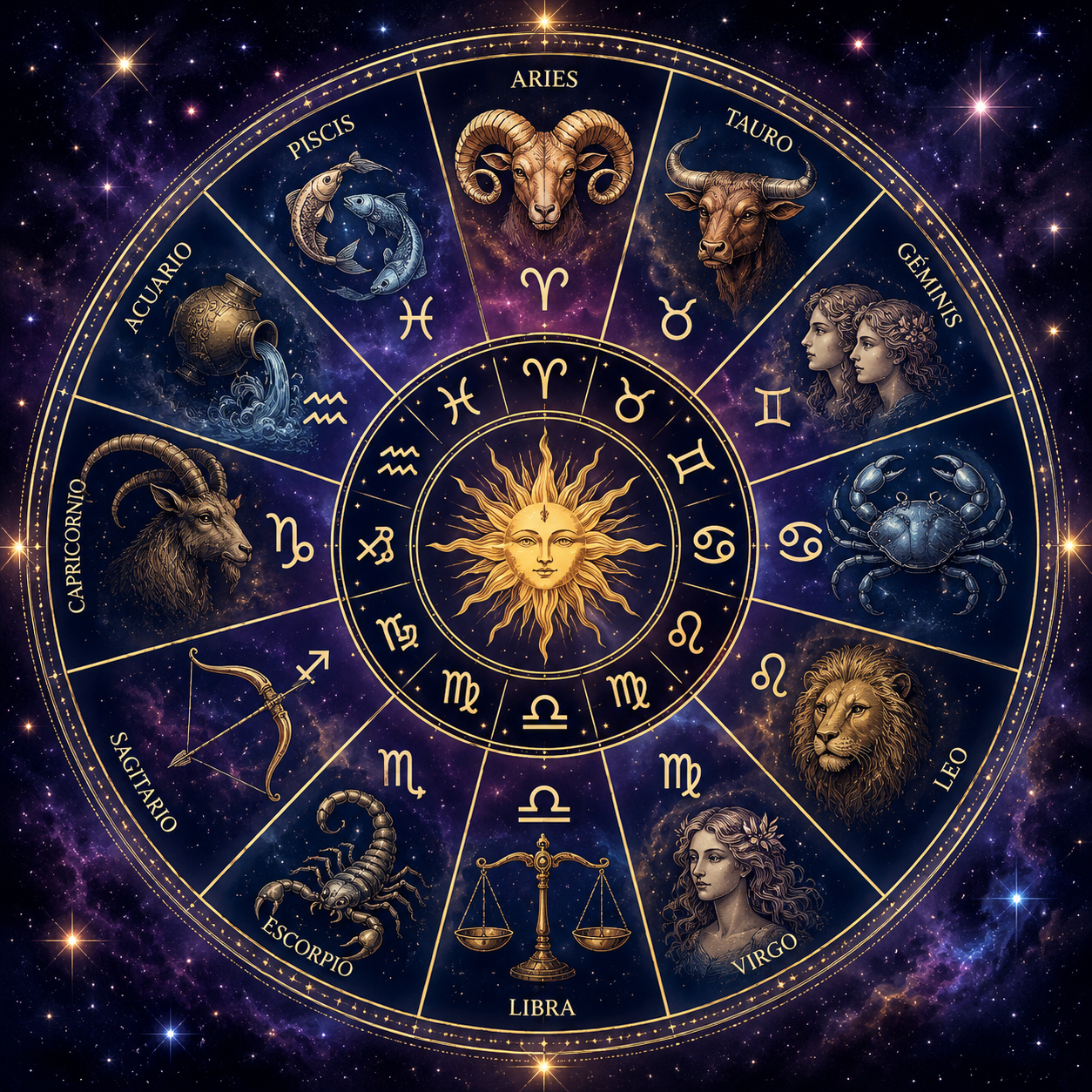 Rueda zodiacal mística